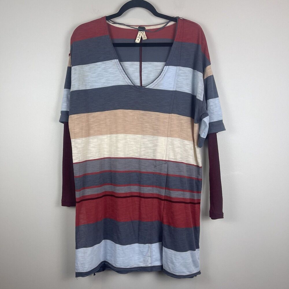 Free People We The Free Womens Tunic Top XS Multi Stripe Casual Normcore Shirt